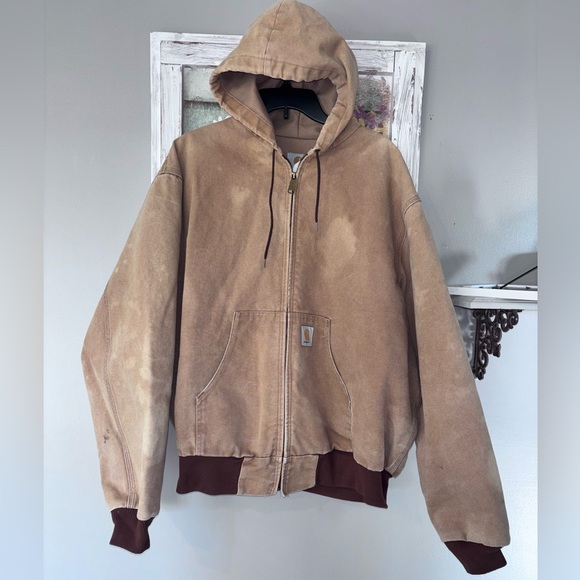 Carhartt 90's Hooded Full Zip Active Jacket Size XXL Brown